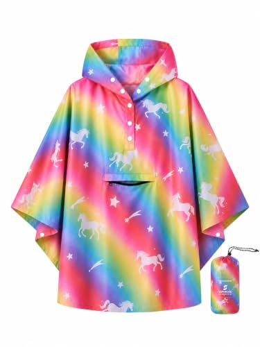 Image of SaphiRose Lightweight Kids Rain Poncho Jacket Waterproof Outwear Rain Coat