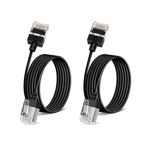 Dutevolns Ultra Slim Cat6 Ethernet Cable 16.4 ft-2Pack.Cat 6a LAN Cords - Compatible with Computers and Networks- Black