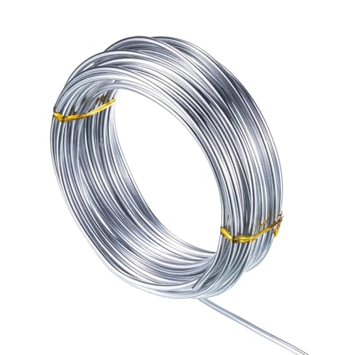 Alambre de artesanía - 32.81 pies de aluminio suave de aluminio cables de metal | Alambre de armadura de color plateado | Cable de arte de artesanía de metal para esqueletos de muñecas esculturas, aut