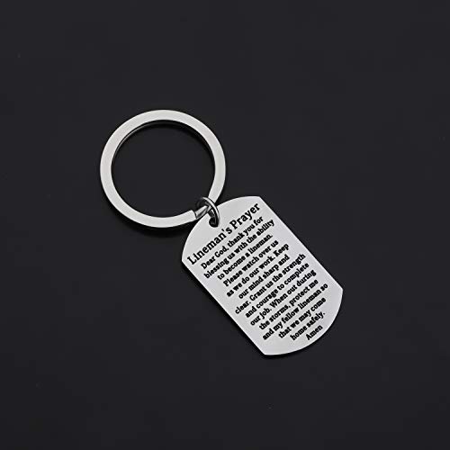 Gzrlyf Lineman Keychain for Men Lineman Prayer Gifts Dog Tag Keychain Lineman Gifts for Dad Him Cable Technician Gift(Keychain)3