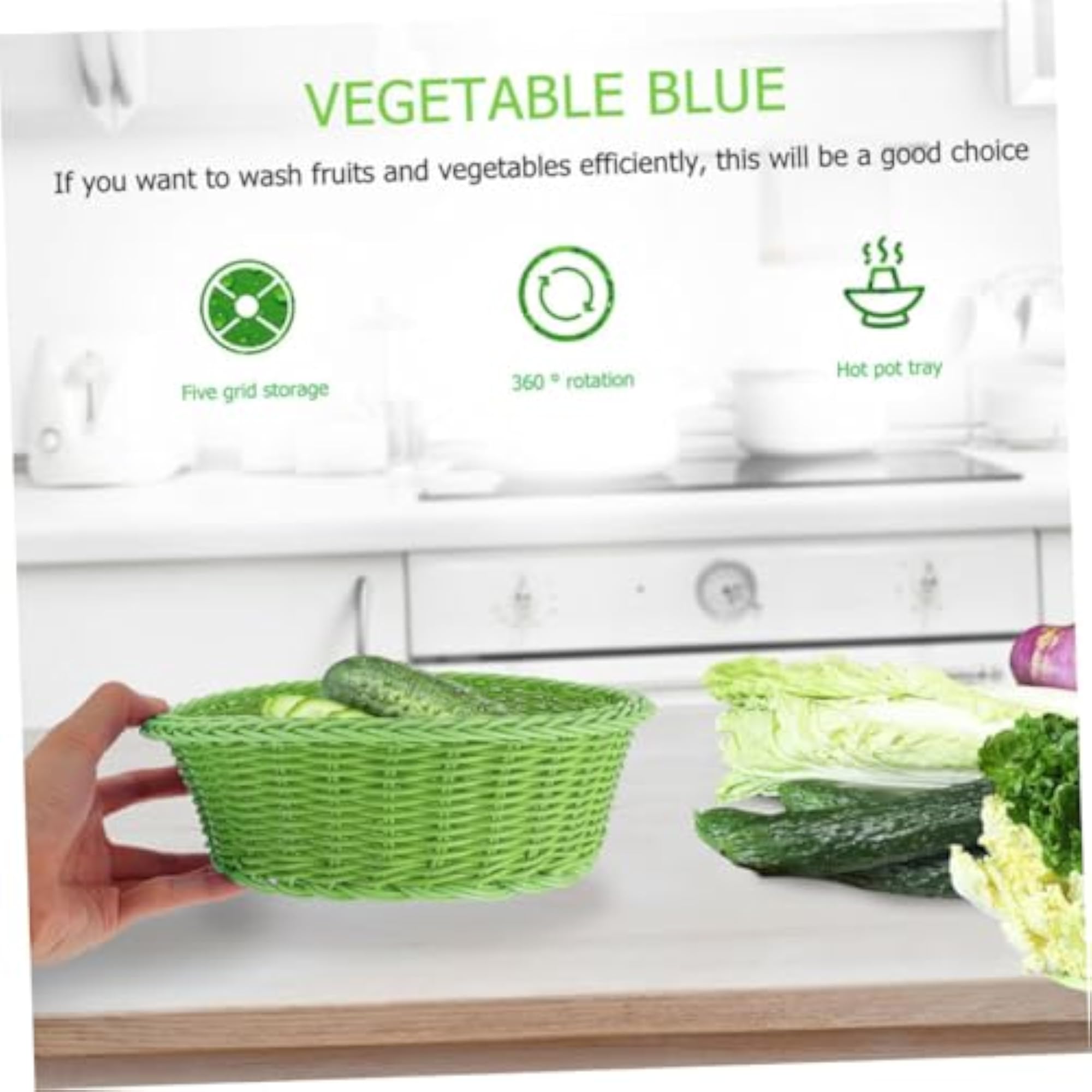 Green Woven Fruit Basket for Countertop Storage