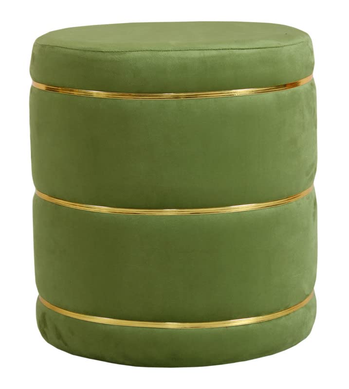 ShadowKart Pouffes Sitting Stool for Living Room, Wooden Mudda Ottoman Stools, Pouffe Footstool, Pouf for Office Home Decoration & Dressing Table, 16x16x18 Inch (Light Green) 2