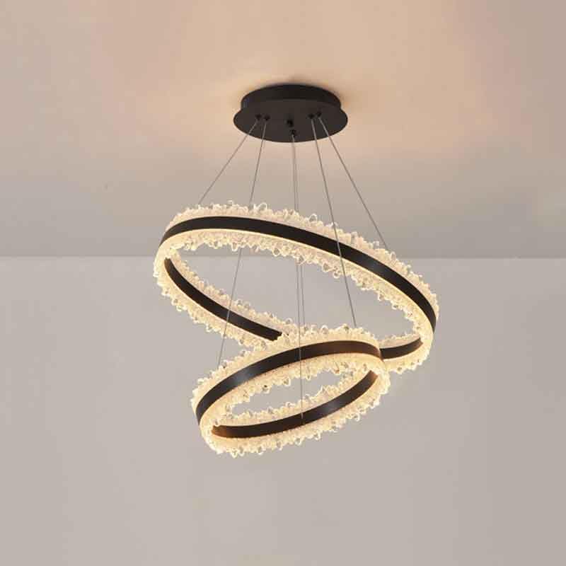 Suspension LED noire en fer lustre moderne chic pour salon et chambre