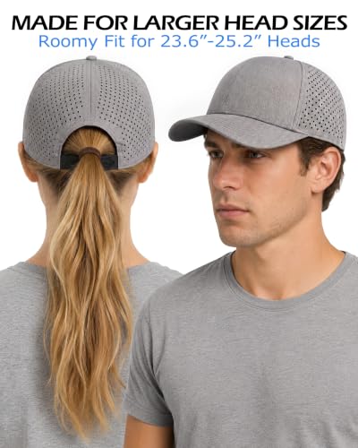 Image of Zylioo XL XXL Baseball Mesh Cap for Big Heads, Performance Snapback Hat | Laser Cut Ventilation And Elastic Snapback Fit Add Cooling Comfort For Golf, Running, Walking, Travel, And Hot Days