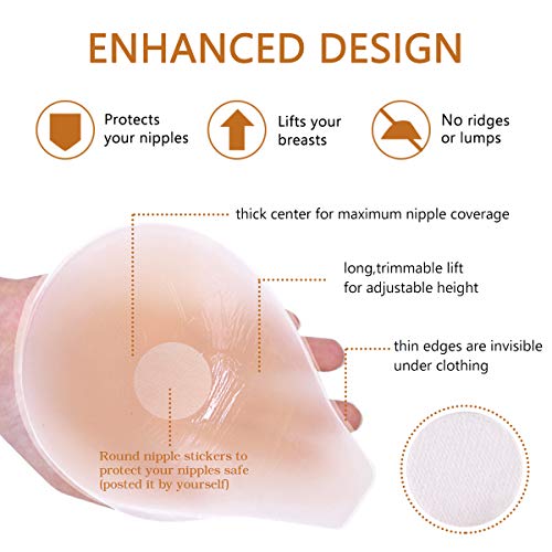 Adhesive Bra Breast Lift - Invisible Lift Nipple Covers Deep V Reusable Silicone Sticky Pasties For Women Prevent Breast Sagging #TOP2