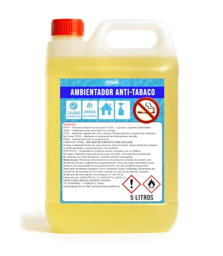 Ambientador Antitabaco Profesional 5 Litros Elimina Olores De Tabaco Aroma Duradero Ideal Hogar Oficina Locales Hoteles Restaurantes Neutraliza Malos Olores Uso Intensivo Listo Para Usar