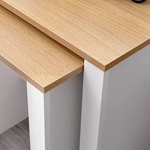 HOME MODERN Nesting Table Side Sofa Table Lamp Table End Table Nest of 2 Table Set Coffee Tables Small Space Living Room Furniture (White+Oak Color)