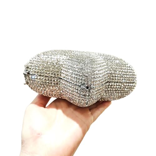 Image of Women Rhinestone Star Shape Clutch Purse Unique Crystal Evening Bag Luxury Chain Handbag for Wedding Cocktail Party | Rhinestone