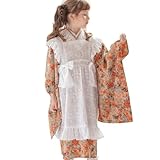 [キャサリンコテージ]3歳 7歳 七五三 女の子 アンティークエプロン着物ワンピース CC0905 110cm オレンジ[ORA] TAK