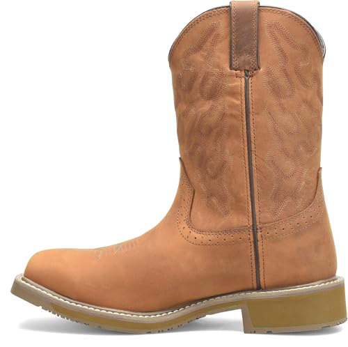 DOUBLE-H Men’s Jacob 10” Waterproof Wide Square Composite Toe Roper Boots, Brown - 11.5 2E3