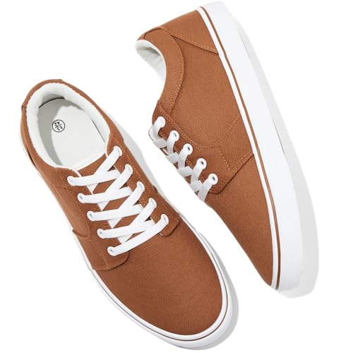 Image of BENPAO Mens White Casual Shoes All Black Fashion Sneakers for Men Low Top Lace Up Canvas Shoes