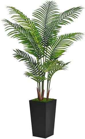 Artificial Palm Tree 5FT - Fake Tree with Black Tall Planter - Fa...