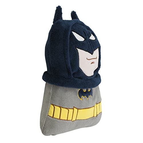 Image of NoJo Warner Brothers Batman The Caped Crusader Navy, Gray and Yellow Batman Character Shaped Blanket