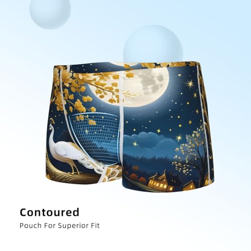 Boys' Cotton Boxer Brief Soft Underwear-Moonlit Golden Tree Peacock4