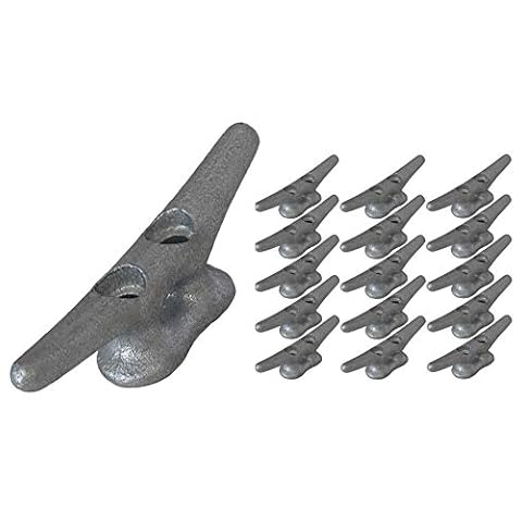 QPURO Dock Cleat 4 Inch - Hot Dipped Galvanized Cast Iron Boat Cleats, Rope Cleat, Boat Dock Cleats - Ideal for Marine, Deck, Nautical Decor (15-Pack) Cover