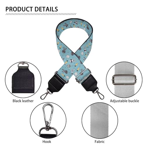 Image of Halloween Handbag Strap Canvas Purse Strap Colorful Bat Black Shoulder Strap Multicolor Bats Replacement Strap