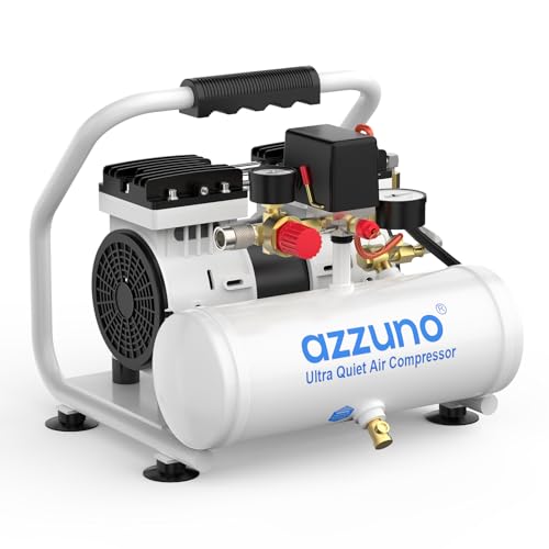 AZZUNO 1 Gallon Air Compressor 1.6CFM@90PSI Oil Free Air Compressor Tank & Max.116PSI Pressure 60 dB Ultra Quiet Compressor for Auto Repair Tire Inflation Spray Painting Woodwork Nailing