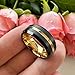 TUTISS 8mm Black Black Rose Gold Tungsten Rings for Men Women Fashion Engagement Wedding Bands Matte Finish Beveled Edges Comfort Fit Size 9