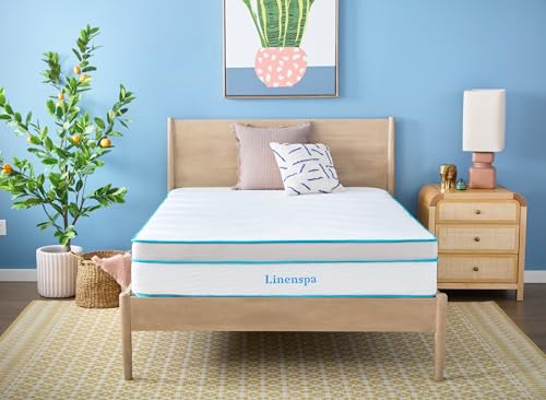 Linenspa 12 Inch Memory Foam and Spring Hybrid Mattress - Medium Plush Feel - Bed in a Box - Pressure Relief and Adaptive Support - Breathable - Cooling - Primary Bedroom - Queen Size