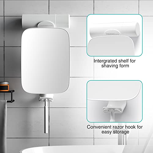 Shower Mirror With Razor Holder: 3X Magnification & 360° Swivel Bathroom Mirror For Men & Women - 11" Larger Size & 3Pcs Adhesive Hooks - Bathroom Accessories For Shaving #TOP3