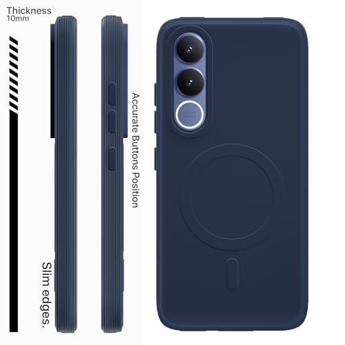 Image of Outlouders Back Cover for Vivo V70 FE 5G Soft Matte Silicone Cover with Slim Fit | Mag-Safe Logo (Not Mag-Safe Compatible) | Shockproof | Camera Protection Bumper Case (Blue)