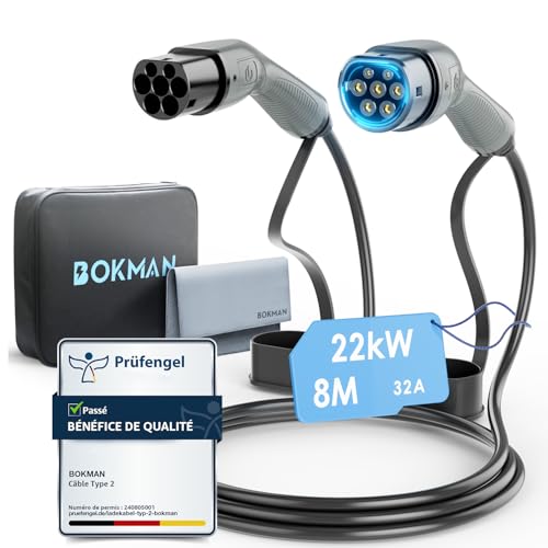 bokman Câble Recharge Voiture Électrique Type 2 8m 32A