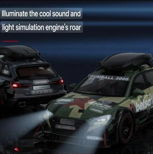 Image of Scale Exclusive Alloy Metal Pull Back | Die-cast Car Model with Sound Light Mini Auto Toy for Kids Metal Model Toy Car with Sound and Light (1:24 Scale adi RS6 Modified-Green)