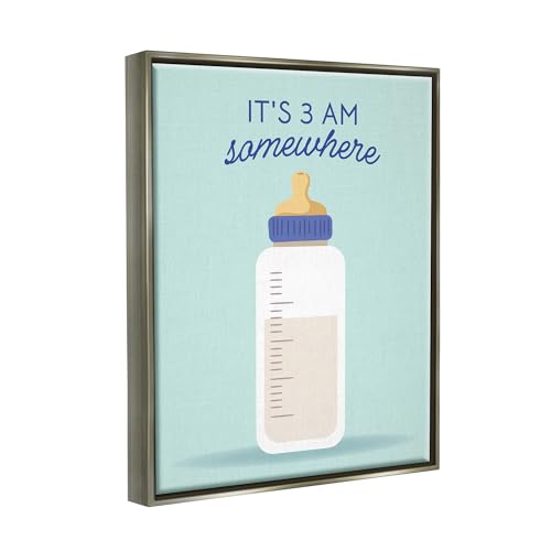 Image of It's 3am Somewhere Humor, 24 x 30 Inch Canvas in Floater Frame | Stupell Industries . By Emily Dumas . Ready to hang . Fun gift for bedroom or nursery . Made in USA