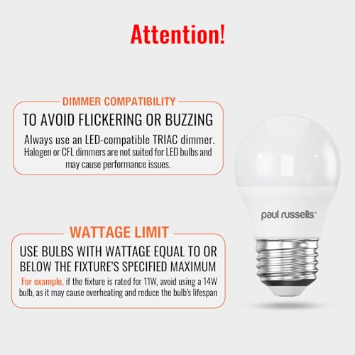 paul russells LED Golf Ball, Dimmable Edison Screw Light, 5.5W 470 LM E27 G45 LED Bulbs, 40w Equivalent, 6500K Daylight - Image 2