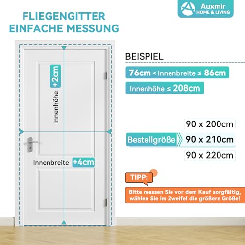 Auxmir Fliegengitter Balkontür Magnet 100x220cm, Prime Insektenschutz Balkontür, Extra Stärkere Magnete Fliegengitter Tür, Verdickt Magnetvorhang ohne Bohren für Balkon Kellertür Terrassentür, Schwarz