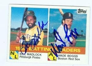 Bill Madlock and Wade Boggs autographed Baseball Card 1984 Topps #131 1983 Batting Leaders (Pirates Red Sox)
