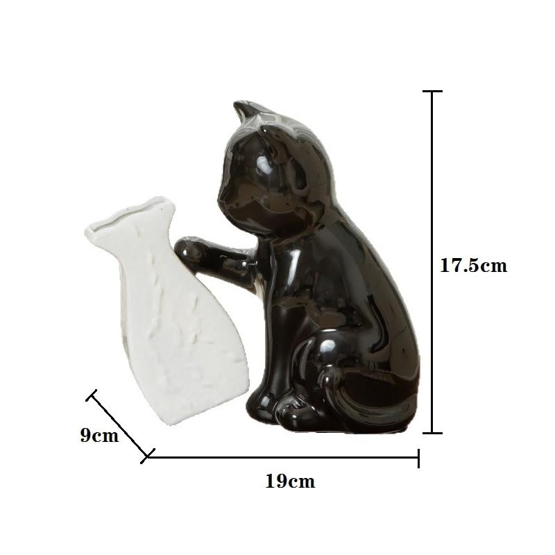 Vase pour fleurs sèches design chat noir déco moderne - 7