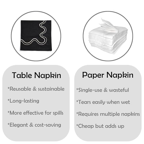 Image of R home Premium Embroidered Cotton Table Napkins Set of 6 Reusable Cloth Dinner Napkins Soft Washable Dining Table Linen Elegant Kitchen Coffee Table Decor (R home Urban Wave, 45X45 CM)