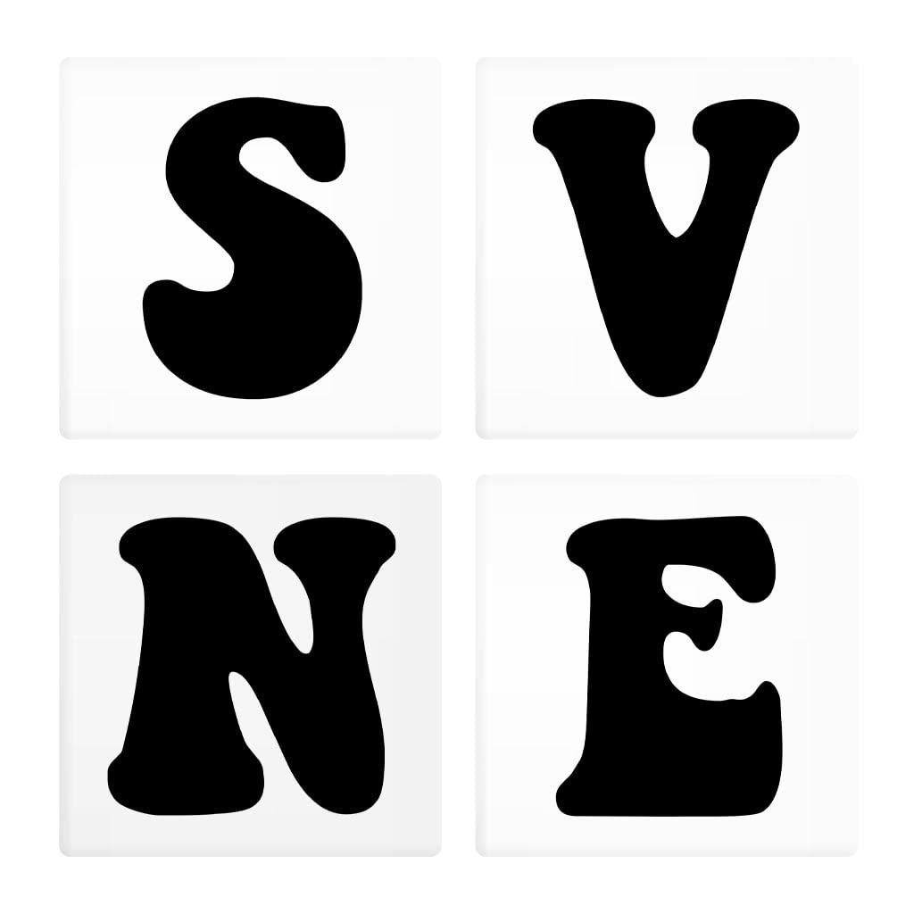 Hi, My Name is Sven, Joyride Home Decor, 4 Ceramic Coasters, 4-inch Square Drink Coasters, Set of 4, Non-Slip Cork Back, Protects Surfaces, Express Your Style.