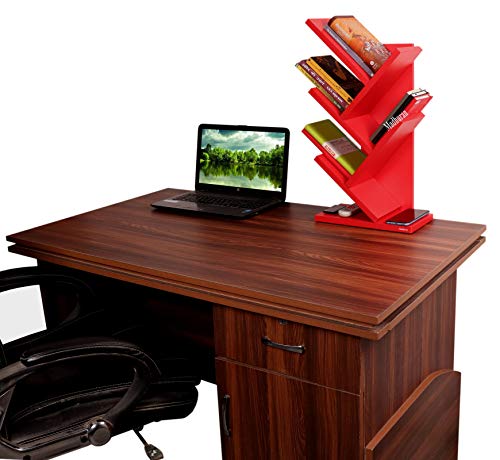 Image of Madhuran Engineered Wood Book Stand Holder (Matte,Red) / for Living Study Room Home Library Storage Furniture Deckup Open Rack