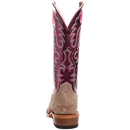 ARIAT ARIAT Women's Futurity Boon Western Boot - Smokey Roughout/Fine Wine Patent, 6.5 Medium