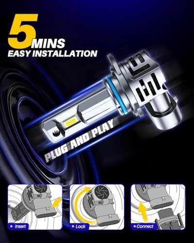 Image of AUTOONE 9012 Led Bulbs, 24,000LM with Cooling Fan, HIR2 Powersport Fog Lamp, IP68 Waterproof, Quick Installation, Pack of 2