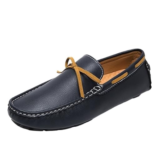 Men's Loafers Genuine Leather Stitching Details Deck Shoes Round Toe Flexible Comfortable Lightweight Prom Slip-ons