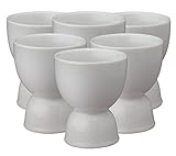 HIC Harold Import Co. Kitchen Double Egg Cup, Fine White Porcelain, Set of 6