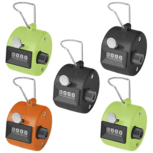 Bluecell Assorted Color Handheld Tally Counter 4 Digit Display for Lap/Sport/Coach/School/Event (Pack of 5)