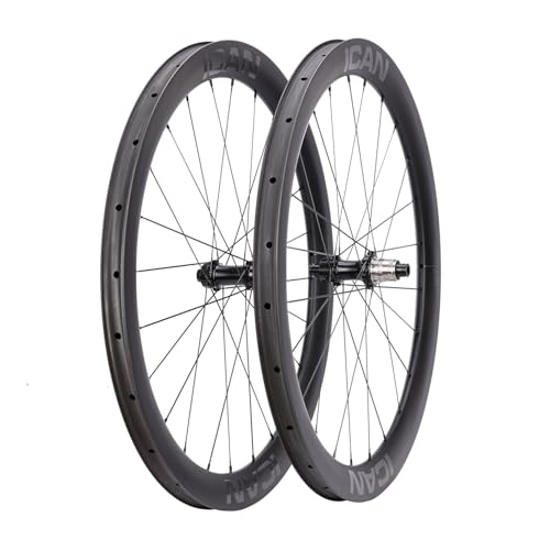 ICAN G27 700C   Juego de ruedas para bicicleta de grava de carbono, ultraligeras de 1305 g, profundidad aerodinámica de 50 mm, 27 mm de ancho, sin cámara, compatible con XDR 12 velocidades