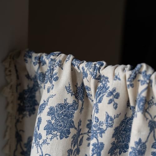 Visillo semitransparente de 90 x 140 cm KnSam, cortina bohemia beige y azul 8