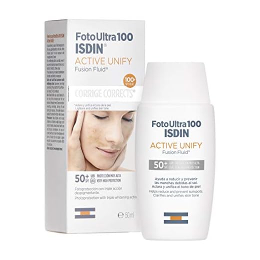 FotoUltra 100 ISDIN Active Unify SPF 50+ - Protector solar facial, Aclara y unifica el tono de piel, 50 ml
