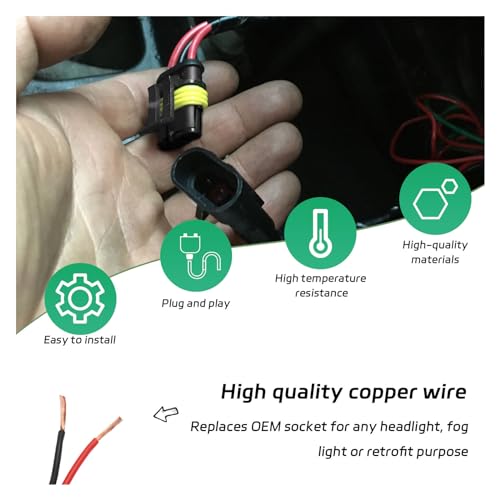 Suvnie SUVNIE-1288FA 2 Pcs 9005 9006 9012 Hb3 Hb4 Female Adapter Wiring Harness Sockets Wire, Car Lampholder Wire For Headlights And Fog Lights thumb #4