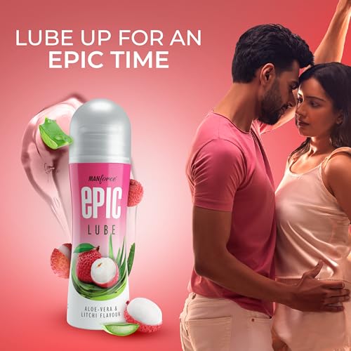 Image of Manforce Epic Lube Combo Pack (Lubrication Gel for Men & Women) |Strawberry & Aloe-Vera, Litchi Flavoured |Water-Based Gel |Skin-Friendly |Safe to Use with Condoms |60ml | Pack of 2