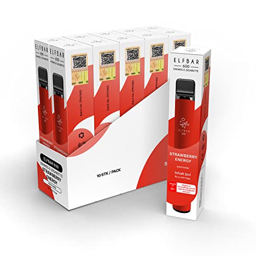 Elfbar 600 - Strawberry Energy/Erdbeer-Energie - Nikotinfreie Einweg E-Zigarette E-Shisha Vape 550mAh, 600 Züge 10er… – Bild 3