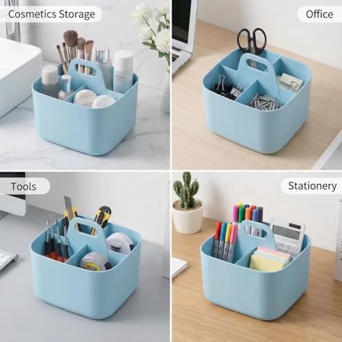 Image of Stackable Portable Handheld Organiser, Multi-Purpose Desktop Divider Organiser Basket for Crafts or School Supplies Desk, Office, Stationery Pencil Holder, Dorm Room(Blue)