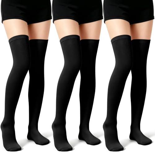 Image of CHARMKING 3 Pairs Thigh High Compression Socks for Women and Men 15-20 mmHg Boost Circulation and All Day Comfort