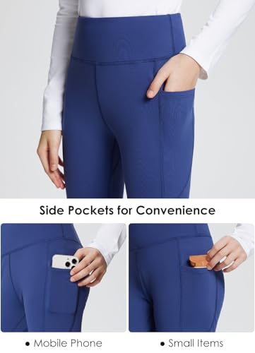 baleaf Girls' Fleece Lined Leggings Kids Warm Pants Youth Compression Yoga Athletic School Tights with Pockets3