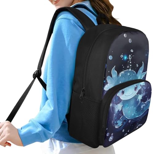 Axolotl School Backpack for Girls 7 8 Kawaii Kids School Bag 15 Inch Bookbag Backpacks with Water Botle Holder for Primary Middle School Back to School3